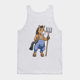 Horse as Farmer with Rake Tank Top